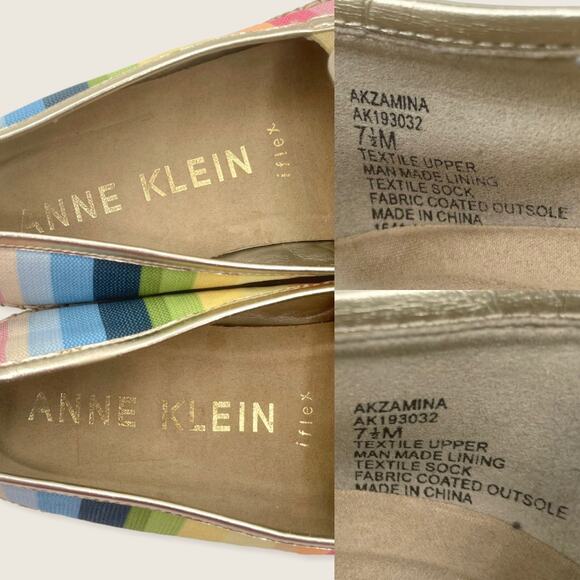 Anne Klein Flex Zamina Rainbow Striped Fabric Espadrille Loafer Flat 7.5 - Picture 8 of 8
